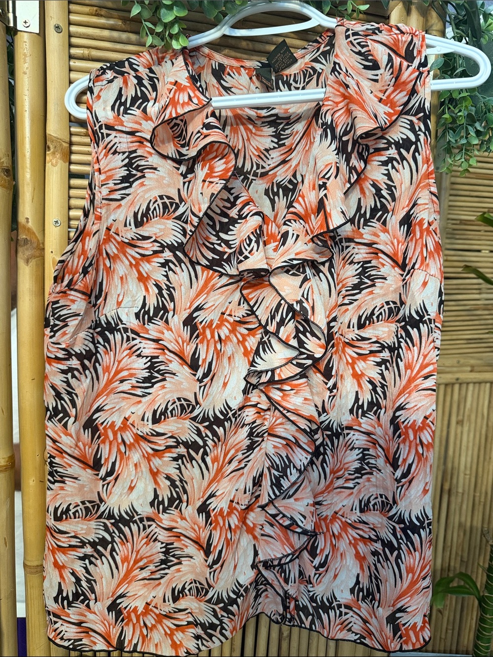 Sere Nade New York Pleated Palm Print Blouse Size L